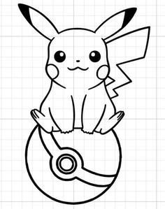 a drawing of a pikachu sitting on top of a ball