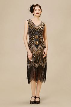 Shop 1920s Dresses - V-Neck Cocktail Party Dress | BABEYOND Roaring 20s Dresses, Gatsby Gala, 1920s Headpiece, 20s Dresses, 1920s Dresses, Gatsby Dress, Golden Birthday, 1920s Dress, Roaring 20s