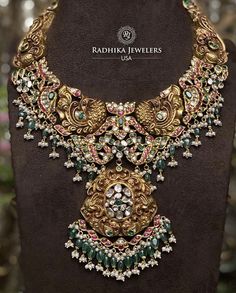 Guttapusalu Long Haram, Kundan Nakshi Jewellery, Nakshi Jewellery, Pretty Gold Necklaces, Bridal Jewellery Earrings, Temple Jewelry Necklace, Bridal Necklace Designs, Bridal Jewelry Necklace