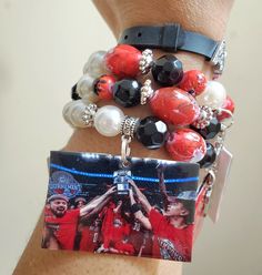 4 bracelets, 7 charms Holiday Bracelets, Sports Bracelet, Wolf Pack, Bead Charm Bracelet, Charm Bangle, Bangle Set, Bead Charms, Diva, Charm Bracelet