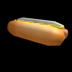 a hot dog with mustard and ketchup on it is flying through the air