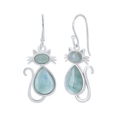 Larimar inlays lend eye-catching style to these cat drop earrings.EARRING DETAILSLength: 1.5 in. Backings: fishhookMetal: sterling silverPlating: rhodiumAdditional details: larimar inlaysPackaging: boxedGemstones may have been treated to enhance their appearance. Special care may be required. Size: One Size. Color: Blue. Gender: female. Age Group: adult. Sterling Silver Fish Hook Earrings, Xmas 2024, Cat Jewelry, Girly Stuff, Light Summer, Blue Gender, Sterling Earrings, Womens Slippers, Girly Things