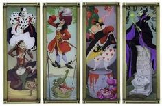 four disney characters painted on the side of doors