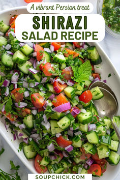 Shirazi Salad Recipe Shirazi Salad Recipes, Persian Salad, Balanced Salad, Whitefish Salad, Shirazi Salad, Buttery Rice, Toasted Quinoa, Edamame Salad