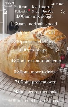 a loaf of bread sitting on top of a cooling rack