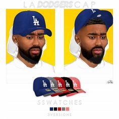 the los angeles dodgers cap is shown in three different colors