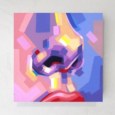 an abstract painting of a dog's face