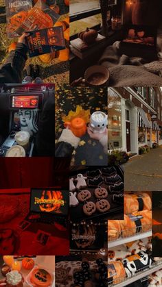 a collage of halloween images with pumpkins