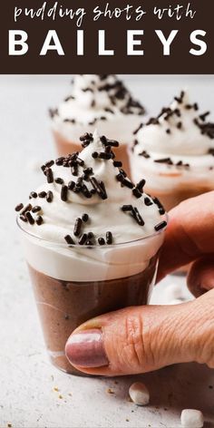 hot chocolate pudding shots with Baileys