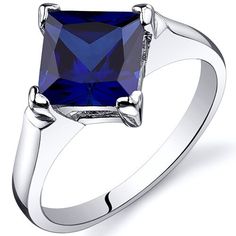 Blue Sapphire Ring Sterling Silver Princess 2.5 cts SR10488 top Ruby Solitaire Ring, 5 Carat Ring, Jewelry Questions, Sapphire Solitaire Ring, Garnet Engagement Ring, Sapphire Solitaire, Blue Sapphire Ring, Simple Diamonds, Sapphire Engagement Ring Blue