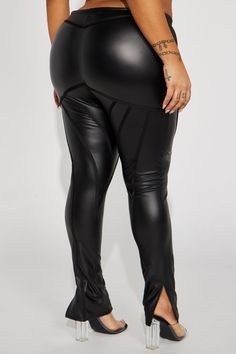 Available In Black. Faux Leather Legging Mid Rise Seaming Detail Stretch Elastic Waistband Self 95% Polyester 5% Spandex Contrast 80% Polyester 20% Spandex Imported | Do It Faux Leather Legging in Black size XS by Fashion Nova Trendy Stretch Polyurethane Leggings, Stretch Solid Color Polyurethane Leather Pants, Black Stretch Faux Leather Bottoms, Faux Leather Stretch Leggings, Sleek Fitted Leggings For Club Wear, Sleek Fitted Leggings For Club, Black Polyurethane Bottoms For Club, High Stretch Black Leggings For Club, High Stretch Black Leather Pants