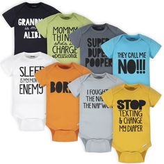 8-Pack Funny Baby Onesies® Brand Bodysuits-Gerber Childrenswear Funny Newborn Onesies, John Bradley, Classic Baby Clothes, Newborn Onesies, Gerber Baby, Funny Baby Onesies, Baby Cap, Baby Jacket, Baby Leggings