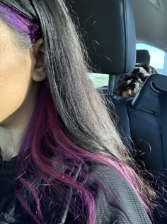 Hair Dye Colors Bottom Half, Dye Strip Of Hair, Dye Half Hair Underneath, Dyeing Underlayer Of Hair, Hair Bottom Half Dyed, Half Purple Half Black Hair Under, Purple Bottom Hair, Top Half Hair Dyed, Split Dyed Hair Underneath Purple