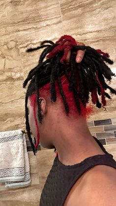 Peek A Boo Color Locs, Peak A Boo Dreads, Peekaboo Hair Color Dreads, Peekaboo Locs Red, Loc Peekaboo Color, Peekaboo Loc Color, Peekaboo Hair Color On Locs, Peekaboo Locs Pink, Red Peek A Boo Braids