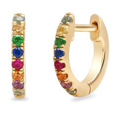 Eriness Jewelry Mini Multi Colored Huggies – eriness Elegant Multicolor Hoop Earrings, Multicolor Huggie Earrings For Gift, Multicolor Huggie Earrings As Gift, Diamond Stacks, Cartilage Piercings, Magnetic Earrings, Gold Ear Cuff, Rainbow Jewelry, Ear Cuff Earings