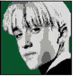 a cross stitch pattern of a man with white hair