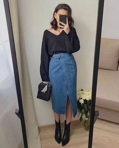 Rok Outfit, Modest Clothing, A Skirt, 가을 패션, Outfit Casual