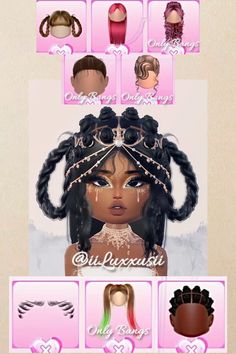 an image of different types of wigs and hair styles for the dollhouse dolls