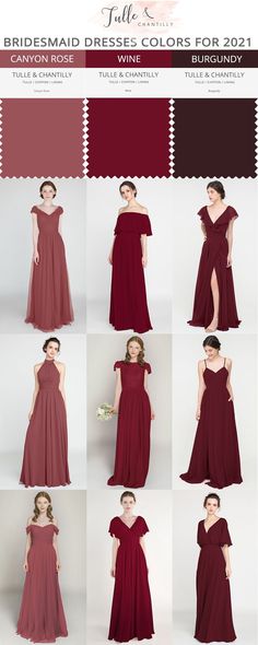 the bridesmaid dresses colors for 2012 are red, burgundy, and wine - hued