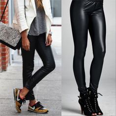 Black Leggings Great Quality True To Size Best Seller As Seen In Pics 4-5 Trendy Leggings For Night Out In Spring, Trendy Leggings For Spring Night Out, Casual Leggings For Night Out In Spring, Trendy Black Stretch Leggings, Edgy Black Leggings For Workwear, Edgy Black Leggings For Work, Fitted Black Casual Leggings, Casual Fitted Black Leggings, Black Tight Pants For Winter