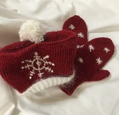 "Elegant and extra warm 100% wool knitted holiday and winter themed tasseled hat and matching mittens, trimmed in 100% angora.  Embellished with snowflakes, making this set perfect for holiday pictures and special holiday occasions. Sized child medium. Dimensions:  Hat 16\" (40.64cm) at the brim, height 7\" (17.78cm) without pompom Mittens: 7 1/5\" (19.05cm) long, 5 1/4\" (13.33cm) at the wrist Care: Hand wash cold, lie flat to dry Patterns from: \"Knit One Embellish Too\" by Cosette Cornelius B Child Hat, Knit Stockings, Stocking Ornament, Winter Themed, Holiday Pictures, Kids Hats, Knit Set, Winter Theme, Holiday Specials