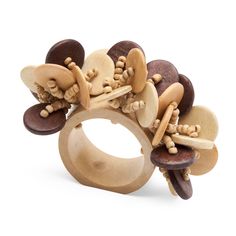 a ring made out of wood with different shapes and sizes