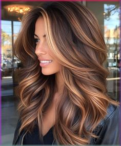 Balayage Hair With Red And Blonde, Fall Hair Colors Highlights Low Lights, Fall Colored Hair Ideas, Carmel Fall Hair Color, Caramel Macchiato Balayage, Hair Low Lights Brunette, Baliage Hair Fall, Almond Color Hair