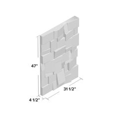 a drawing of a white wall with measurements for the top and bottom section, including four square