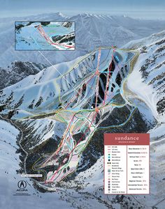 a map of the ski area in the mountains