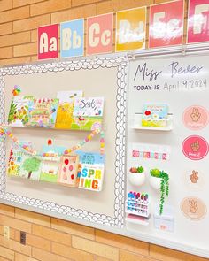 a bulletin board with lots of colorful magnets on it's sides and writing