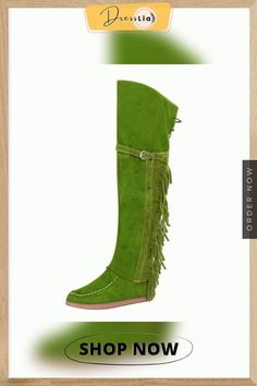 Winter Women Faux Suede Tassel Boots Fashion Ethnic Fringe Boho Long Boots Flat Heel Knee High Boots Festival Boots With Tassels And Round Toe, Bohemian Boots With Tassels And Round Toe, Western Boots With Tassels For Festival, Western Festival Boots With Tassels, Bohemian Fringe Boots With Round Toe, Bohemian Style Fringe Boots With Round Toe, Tassel Boots, Heel Knee High Boots, Boots Flat