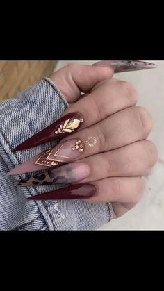 Fall Nails 2024 Stiletto, Stilleto Nails Designs, Valentines Day Nails, Summer Nail Designs, Long Acrylic Nail Designs, Stiletto Nails Designs, Transfer Foil, Fall Acrylic Nails, Bling Acrylic Nails