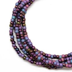 This seed bead necklace is a razzle dazzle mix of gorgeous purples and blues.  The colors remind me of an eggplant.   This necklace could be layered with others or worn alone. Delicate and very feminine.  The necklace will be made to order and is available in many different lengths, from short to extra long. I hand string these 8/0 seed beads on beading wire and finish them with a sterling silver lobster clasp and ring.  This is a single strand necklace, but the longer lengths can be wrapped.  N Blue Seed Bead Necklace, Dainty Necklace Layered, Mandala Necklace, Razzle Dazzle, Silver Bead Bracelet, Beading Wire, Seed Bead Necklace, Seed Bead Jewelry, Fringe Earrings