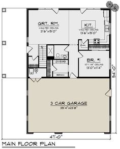 Barn Plan: 1,871 Square Feet, 2 Bedrooms, 2 Bathrooms - 1020-00330 Cabin Plan, Garage Guest House, Carriage House Plans, Garage Apartment Plans, Craftsman Style House, Garage House Plans