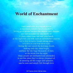 an ocean scene with the words world of enchantment above it and below water