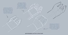 how to draw hands with pencils and paper on grey background, step by step instructions