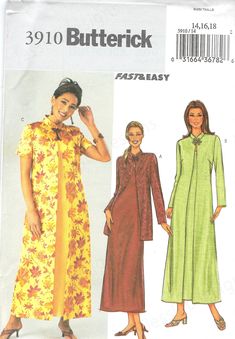 a women's dress and coat sewing pattern from the butterick book, featuring three different patterns