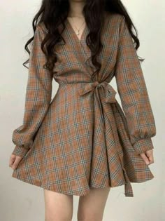 Midi Elegant Dress, Winter Outfits For Girls, Stylish Winter Outfits, Cardigan Oversized, Estilo Preppy, Women Long Sleeve Dress, Slim Dresses, Style Chic, Plaid Dress