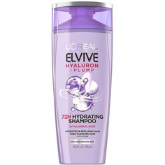 L'Oreal Paris Elvive Hyaluron Plump Hydrating Shampoo for Dehydrated, Dry Hair Infused with Hyaluronic Acid Care Complex, Paraben-Free, 12.6 Fl Oz  About this item 72H Intense Moisture: Hydrating Shampoo gently cleanses, instantly hydrates, and replumps dry hair for up to 72 hours, without weigh down, when used with Hyaluron Plump Hair Care system. Moisturizing shampoo for bouncy, shiny, free-flowing hair Hair Products Inspired by Skincare: Expertly formulated with Hyaluronic Care Complex to replenish moisture and provide 72H hydration. From the number 1 Skincare Serum Brand - L'Oreal. Freshly scented with berries, cherry blossom, vanilla and sandalwood Hydrating Routine for Dry and Dehydrated Hair: Gently cleanse with paraben-free Elvive Shampoo, prime with Flash Hydration Wonder Water, t Elvive Shampoo, Plump Hair, Moisturize Dry Hair, Hydrating Shampoo, Purple Shampoo, Moisturizing Shampoo, Skin Care Serum, Fresh Fragrances, Free Flowing