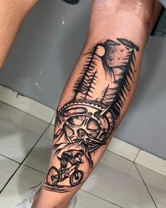 a person with a tattoo on their leg