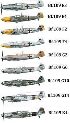 four different types of airplanes are shown in this diagram, with the names below them