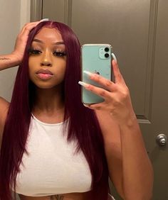 Burgundy Hair Dye, Maroon Hair, Long Red Hair, Pretty Hair Color, Face Card