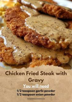 chicken fried steak with gravy on a plate