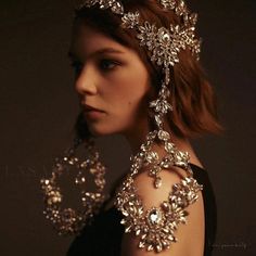 Lasaky - Elegant Festive Chandelier Headpiece - Silver, Embellished with Luxurious Crystal Gems Burning Man Jewelry, Head Dresses, Beaded Headpiece, Silver Head Piece, Face Jewellery, Headpiece Jewelry, Jewel Wedding, Crystal Headpiece, Crystal Fashion