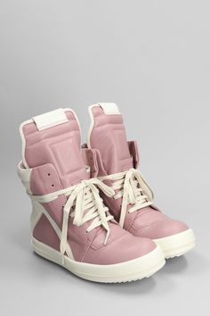 100% cow leather (Bos Taurus) Rick Owens Geobasket, Rick Owens Women, Pink Milk, Margiela Shoes, Cute Boots, Prada Leather, Swag Shoes