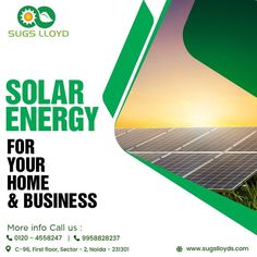 solar energy for your home and business flyer design with green grass and sun in the background