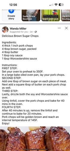 the recipe is displayed on an iphone app for cooking steaks and other food items