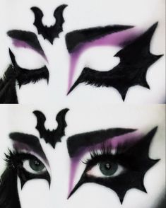 Face Makeup Ideas For Halloween, Pink Gothic Makeup Looks, Black And Purple Goth Makeup, Goth Blush Makeup, Purple Trad Goth Makeup, Bat Inspired Makeup