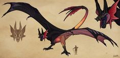 three different types of dragon like creatures