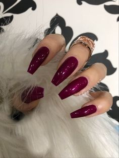 Maroon Colored Nails, Beautiful Ombre Nails, Hot Color Nails, Maroon Ombre Nails, 1 Color Nails, Pretty Nails For Fall, Fall Nail Styles, Wedding Nails Fall, Different Nails